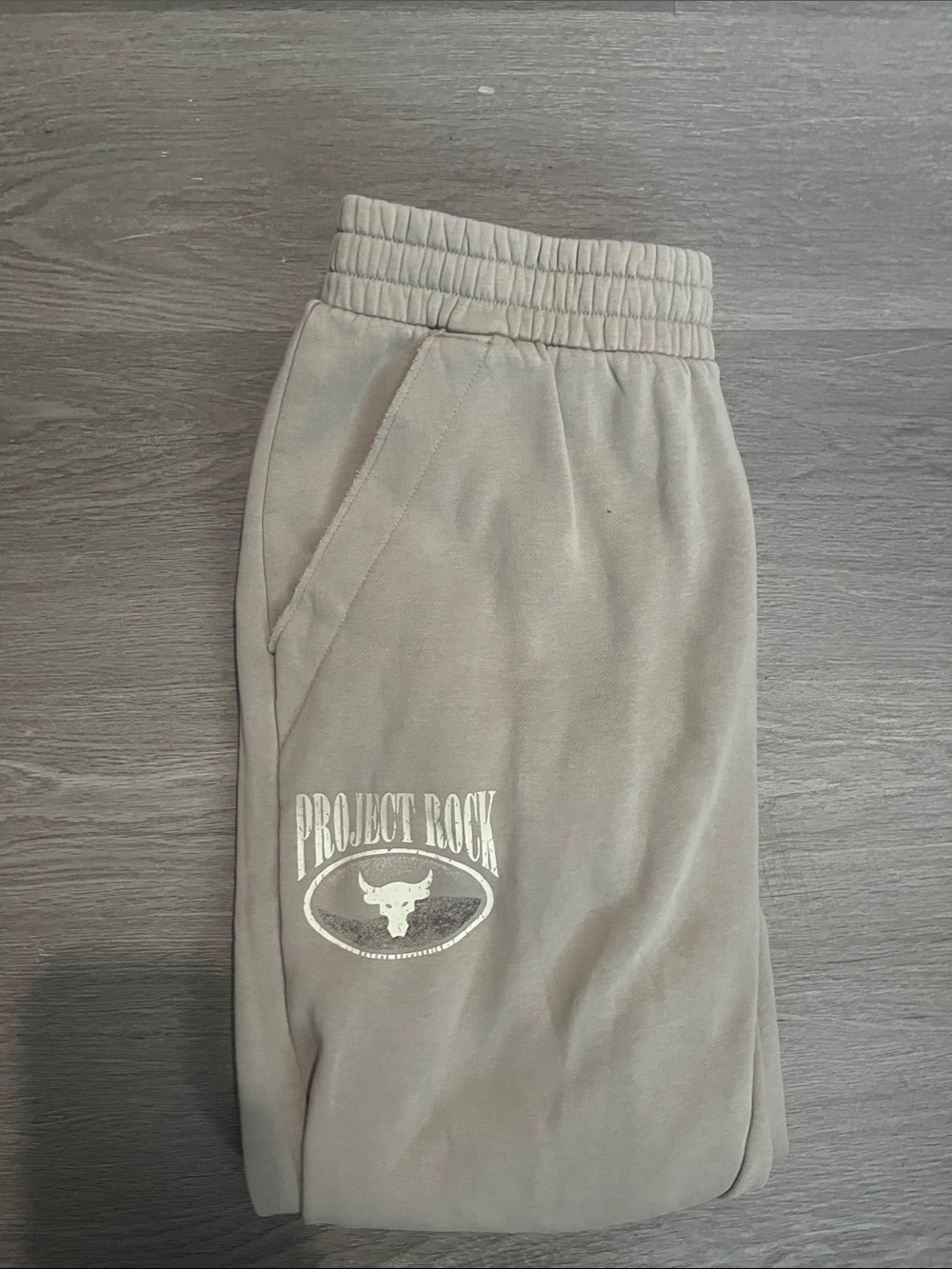 Under Armour Men's Taupe Sweatpants with Project Rock Logo